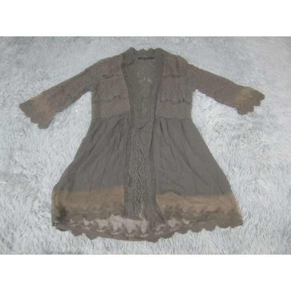 BKE Tops - BKE Boutique Womens Top Small Brown 3/4 Sleeve Casual Tunic Blouse‎ Open Front